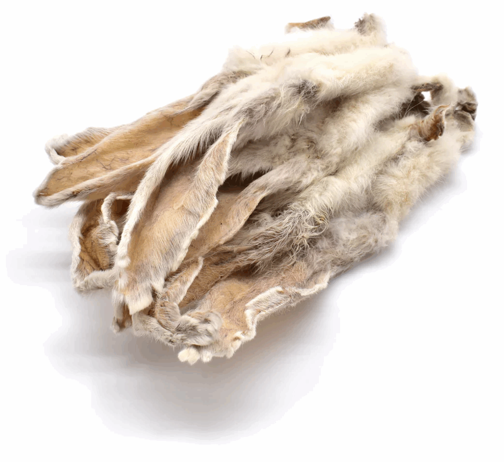 Oreilles de lapin avec poils en friandise pour chien Yummy BARF