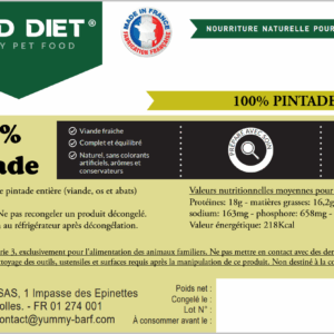 Repas complet formulé 100% pintade pour les chats