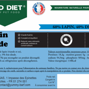 Repas complet wild diet avec du lapin et dinde pour les chats