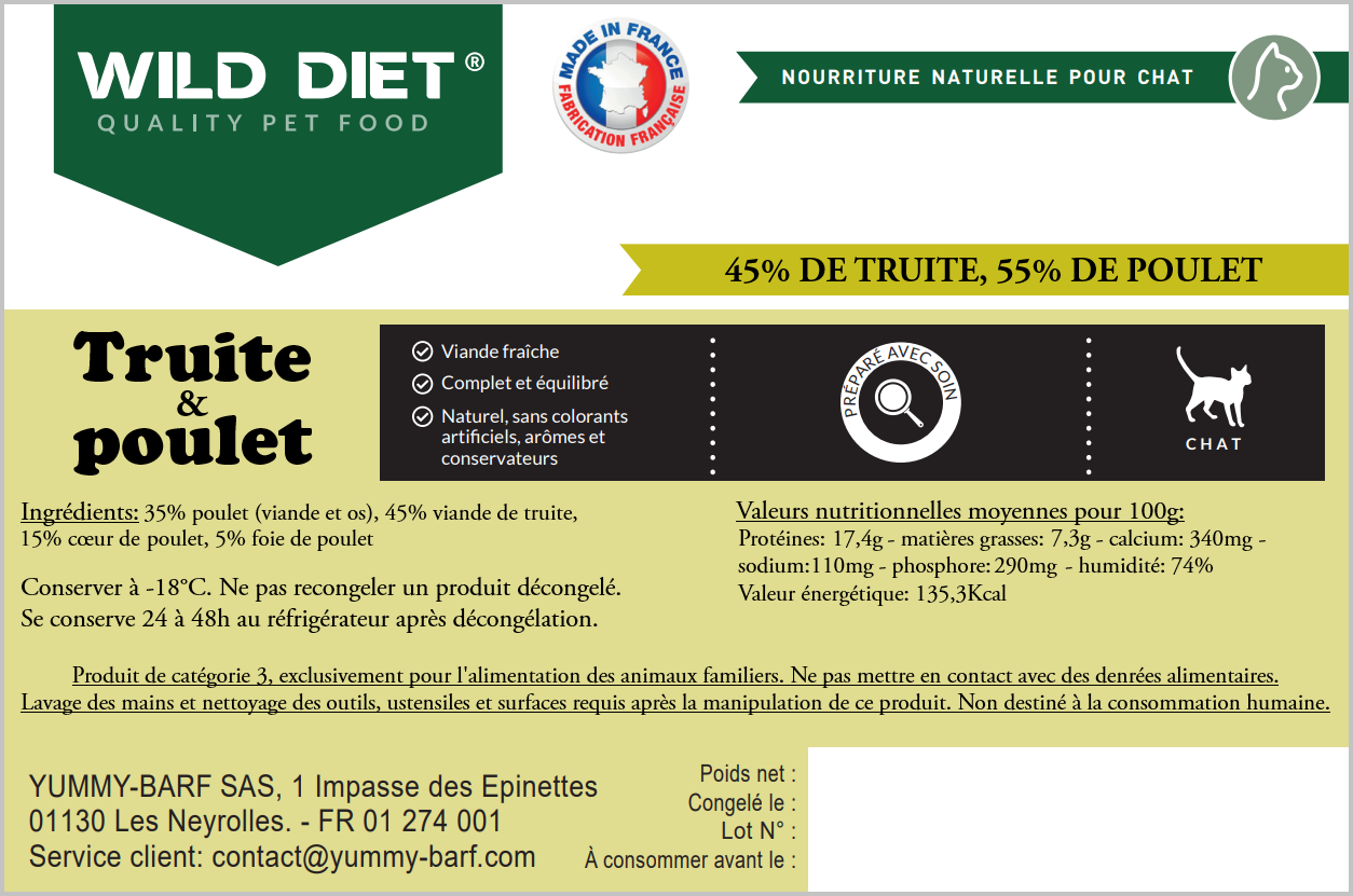 Wild Diet Truite et Poulet Chat